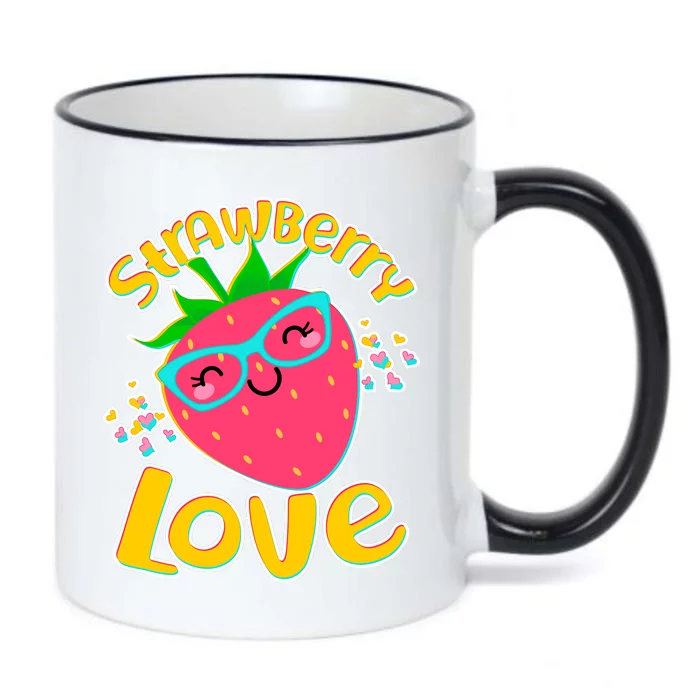 Cute Strawberry Love Black Color Changing Mug