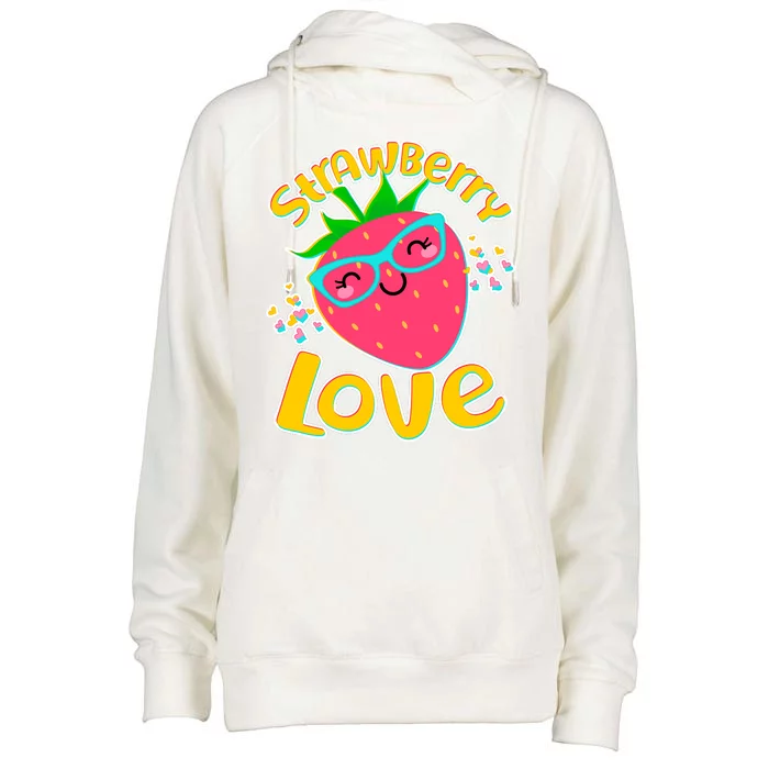 Cute Strawberry Love Womens Funnel Neck Pullover Hood