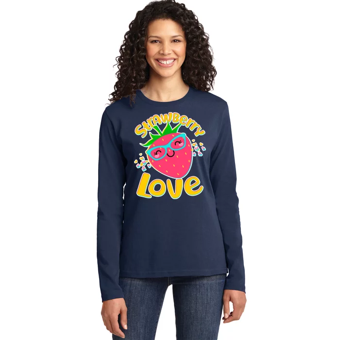 Cute Strawberry Love Ladies Long Sleeve Shirt