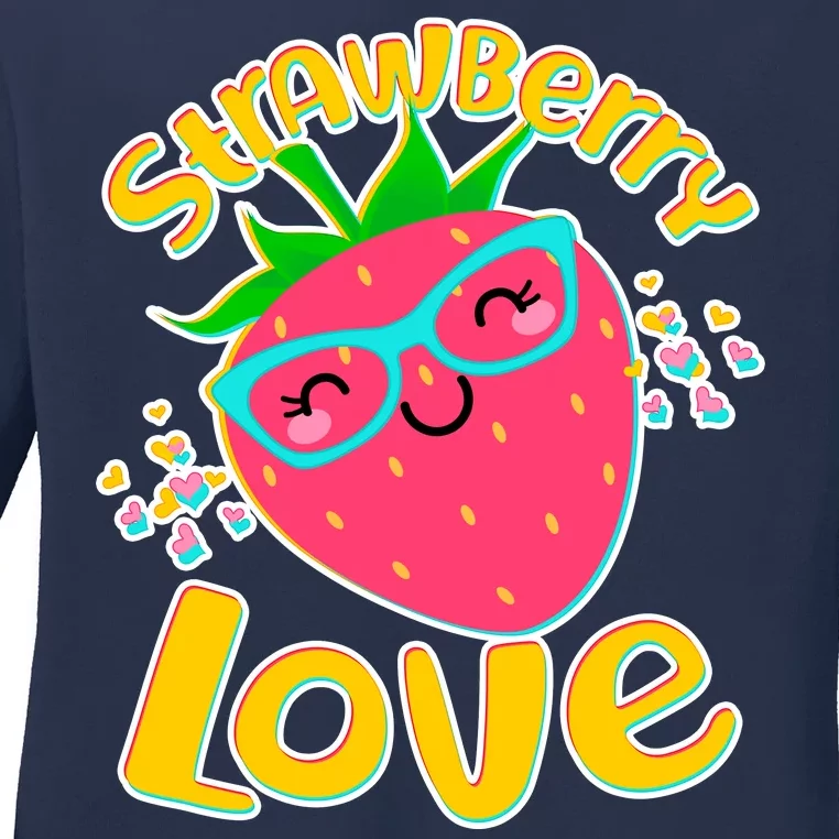 Cute Strawberry Love Ladies Long Sleeve Shirt