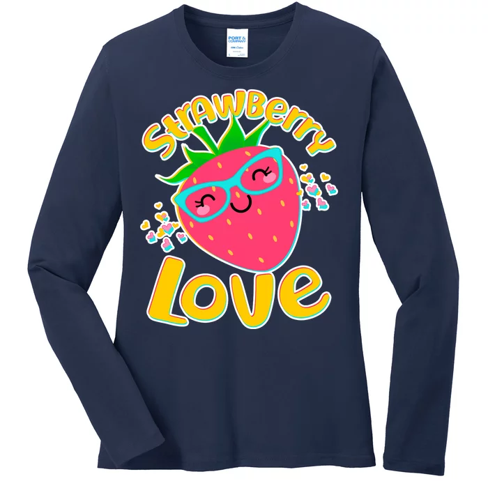 Cute Strawberry Love Ladies Long Sleeve Shirt