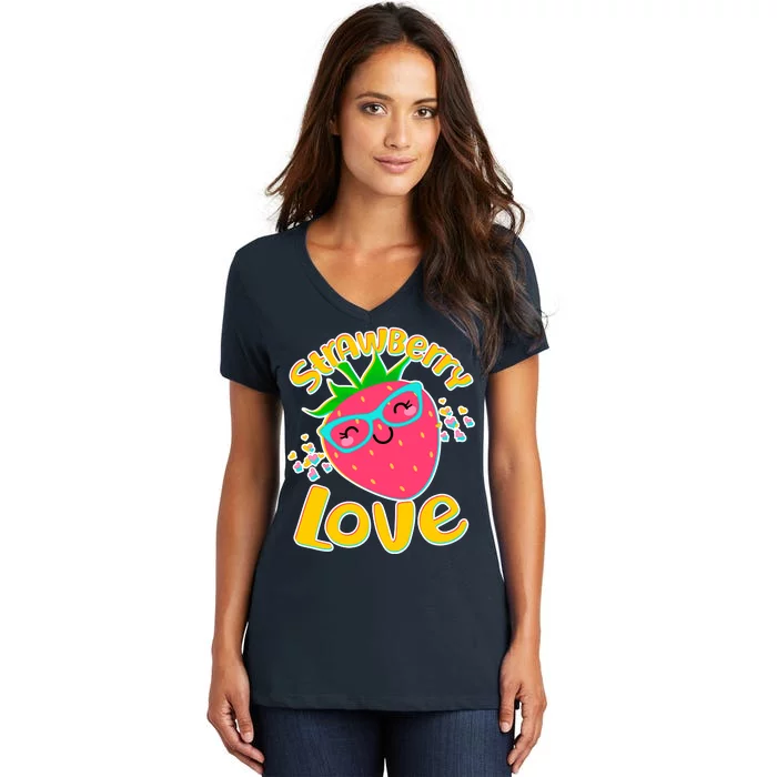 Cute Strawberry Love Women's V-Neck T-Shirt