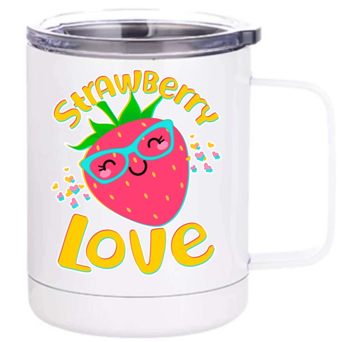 Cute Strawberry Love Front & Back 12oz Stainless Steel Tumbler Cup