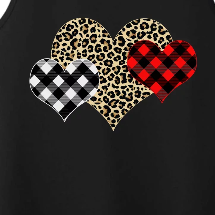 Cute Stylish Leopard Plaid Print Valentine Hearts Performance Tank