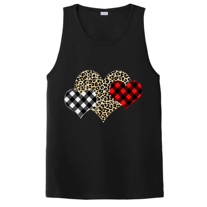 Cute Stylish Leopard Plaid Print Valentine Hearts Performance Tank