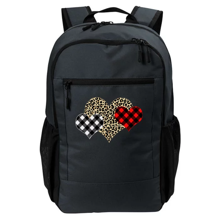 Cute Stylish Leopard Plaid Print Valentine Hearts Daily Commute Backpack