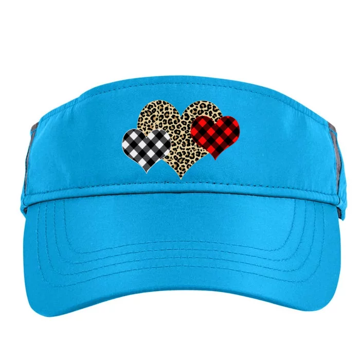 Cute Stylish Leopard Plaid Print Valentine Hearts Adult Drive Performance Visor