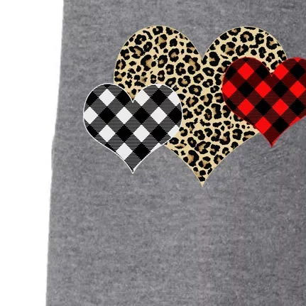 Cute Stylish Leopard Plaid Print Valentine Hearts Doggie 3-End Fleece Hoodie