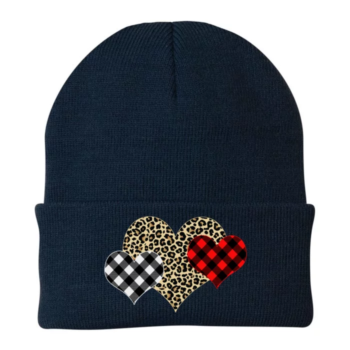 Cute Stylish Leopard Plaid Print Valentine Hearts Knit Cap Winter Beanie