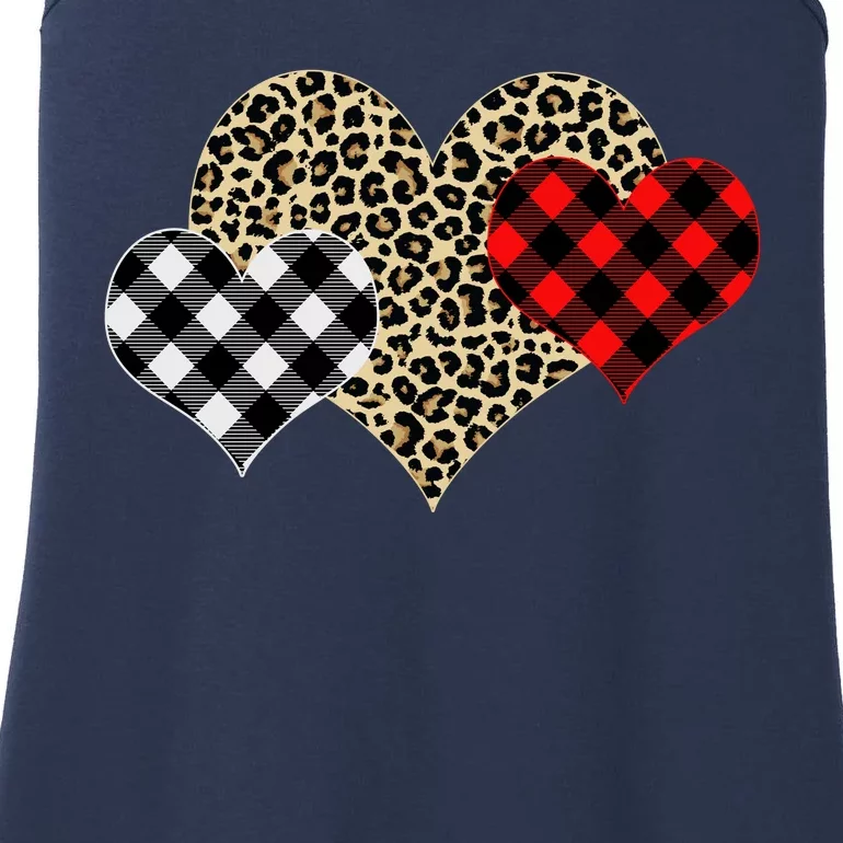 Cute Stylish Leopard Plaid Print Valentine Hearts Ladies Essential Tank