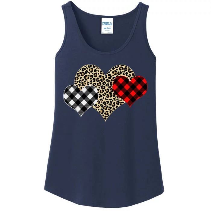 Cute Stylish Leopard Plaid Print Valentine Hearts Ladies Essential Tank