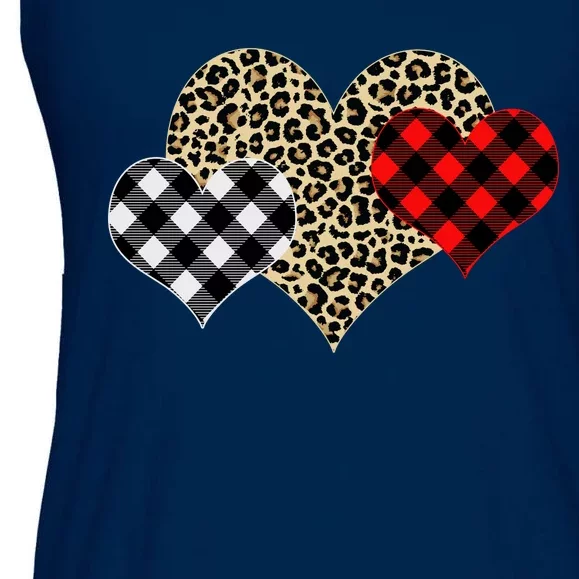 Cute Stylish Leopard Plaid Print Valentine Hearts Ladies Essential Flowy Tank