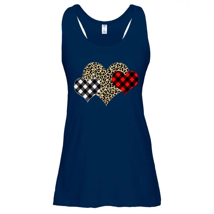 Cute Stylish Leopard Plaid Print Valentine Hearts Ladies Essential Flowy Tank