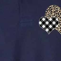 Cute Stylish Leopard Plaid Print Valentine Hearts Softstyle Adult Sport Polo