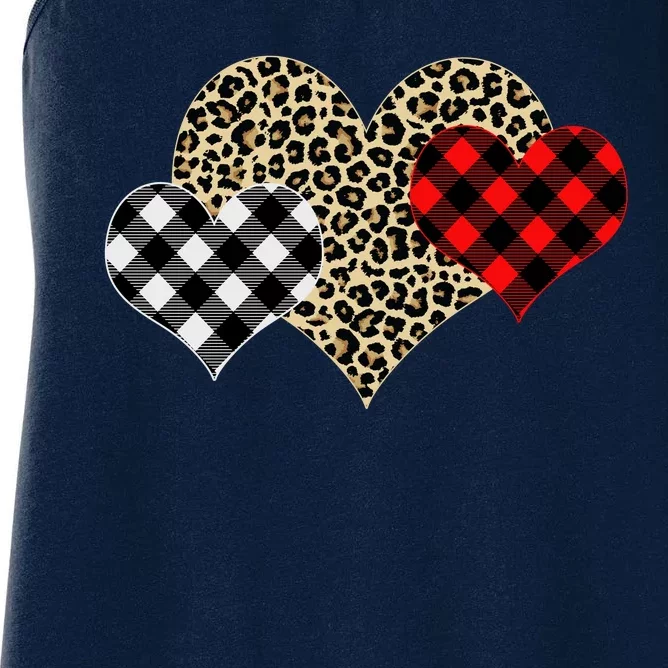 Cute Stylish Leopard Plaid Print Valentine Hearts Women's Racerback Tank