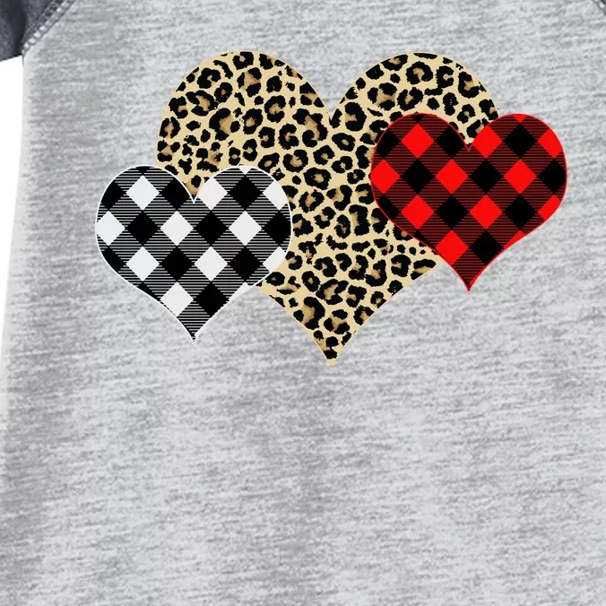 Cute Stylish Leopard Plaid Print Valentine Hearts Infant Baby Jersey Bodysuit