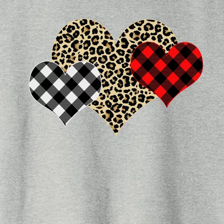 Cute Stylish Leopard Plaid Print Valentine Hearts Women's Crop Top Tee