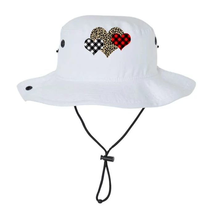 Cute Stylish Leopard Plaid Print Valentine Hearts Legacy Cool Fit Booney Bucket Hat