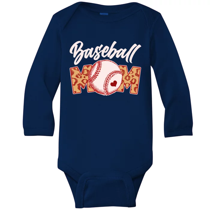 Cute Stylish Leopard Print Baseball Mom Baby Long Sleeve Bodysuit