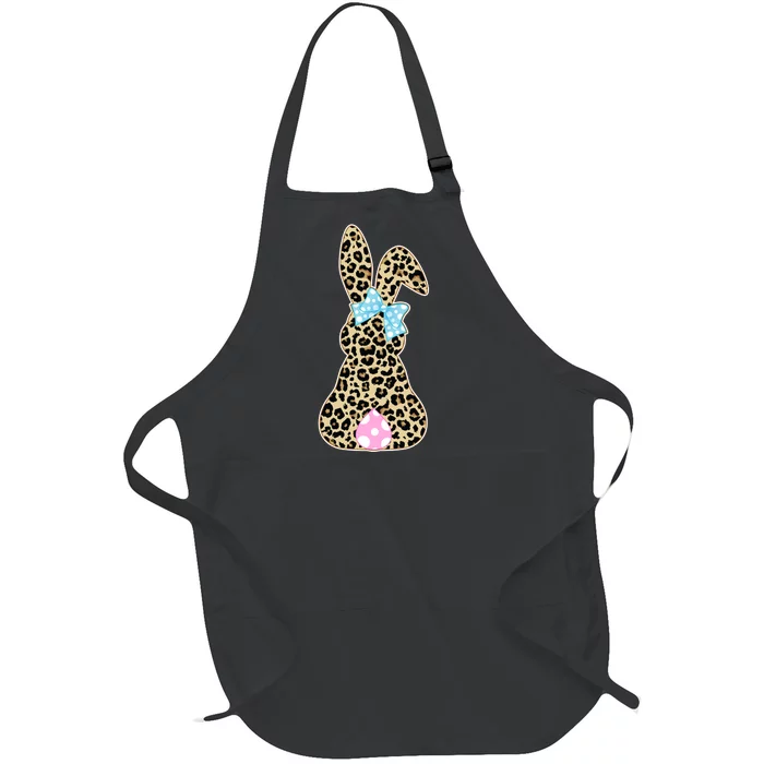 Cute Stylish Leopard Print Easter Bunny Full-Length Apron With Pocket