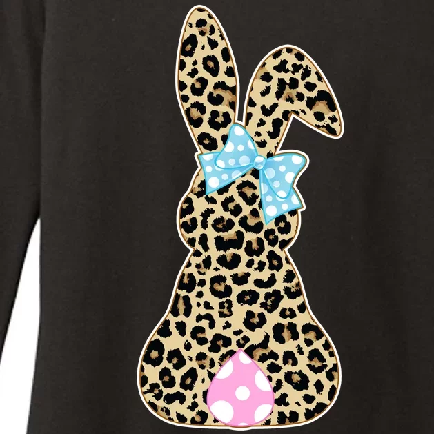 Cute Stylish Leopard Print Easter Bunny Womens CVC Long Sleeve Shirt