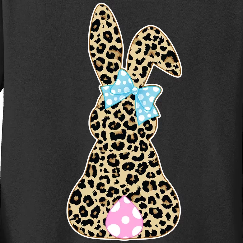 Cute Stylish Leopard Print Easter Bunny Kids Long Sleeve Shirt