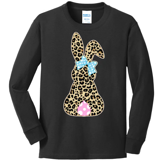 Cute Stylish Leopard Print Easter Bunny Kids Long Sleeve Shirt