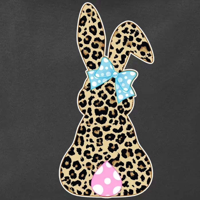 Cute Stylish Leopard Print Easter Bunny Zip Tote Bag