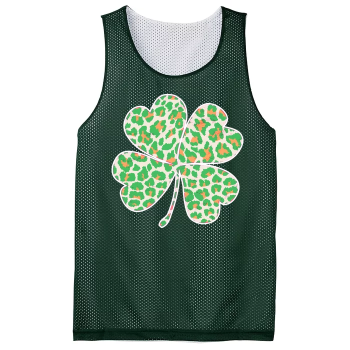 Cute Stylish Leopard Print Shamrock Mesh Reversible Basketball Jersey Tank