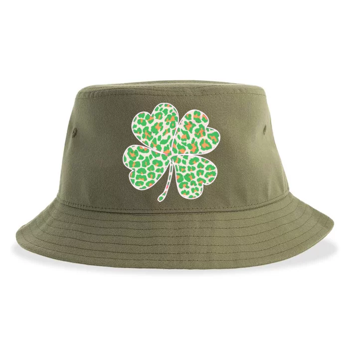 Cute Stylish Leopard Print Shamrock Sustainable Bucket Hat