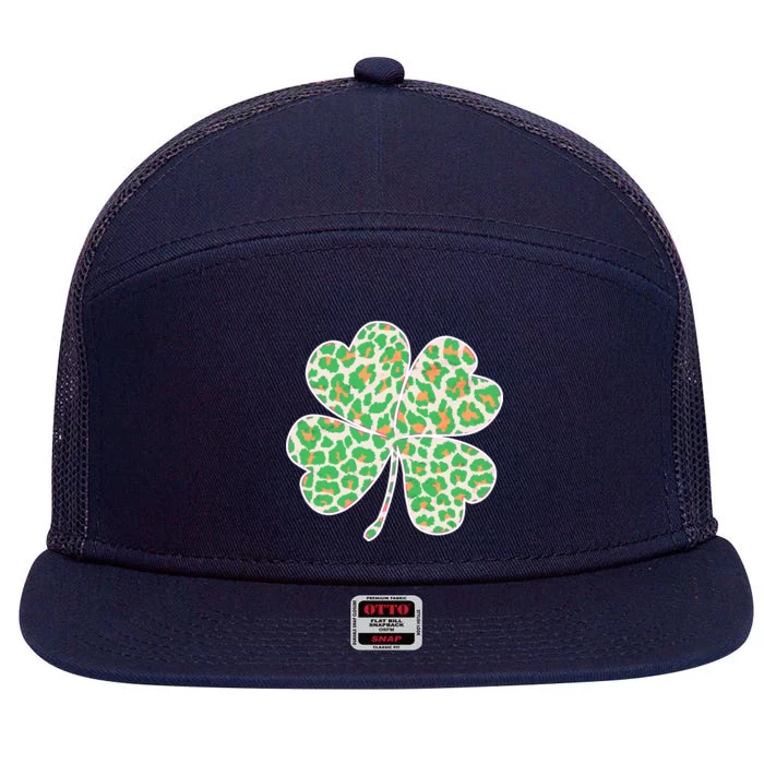 Cute Stylish Leopard Print Shamrock 7 Panel Mesh Trucker Snapback Hat