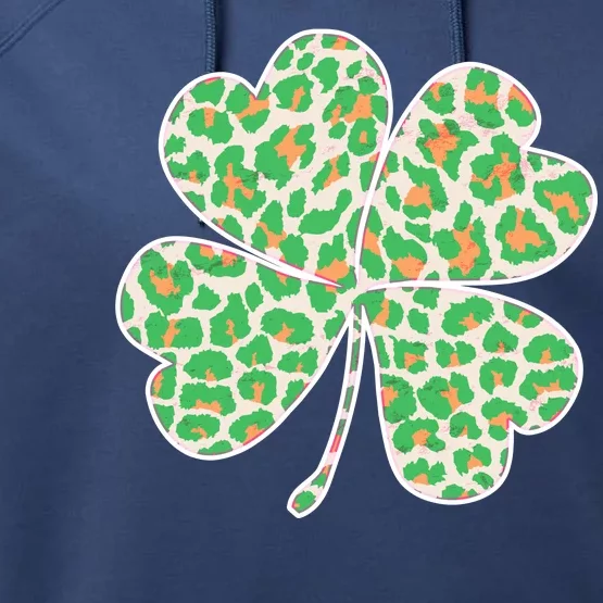 Cute Stylish Leopard Print Shamrock Performance Fleece Hoodie