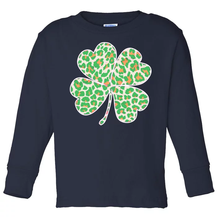 Cute Stylish Leopard Print Shamrock Toddler Long Sleeve Shirt