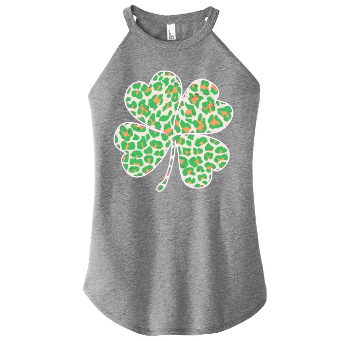 Cute Stylish Leopard Print Shamrock Women’s Perfect Tri Rocker Tank