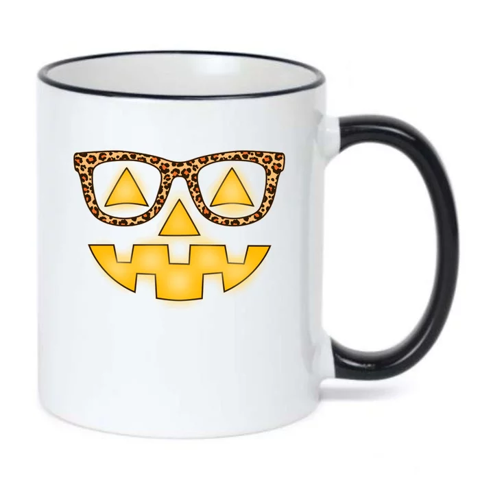 Cute Stylish Pumpkin Face With Glasses Black Color Changing Mug