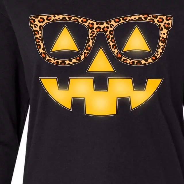 Cute Stylish Pumpkin Face With Glasses Womens Cotton Relaxed Long Sleeve T-Shirt