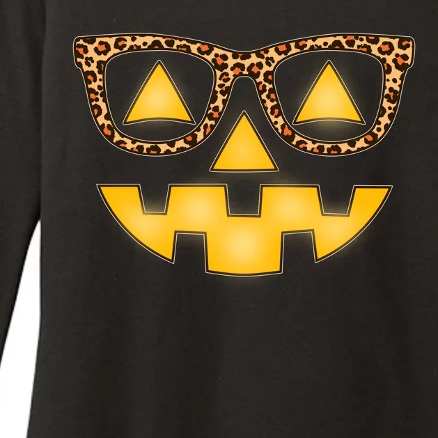 Cute Stylish Pumpkin Face With Glasses Womens CVC Long Sleeve Shirt