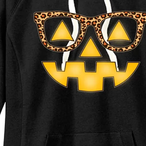 Cute Stylish Pumpkin Face With Glasses Women's Fleece Hoodie