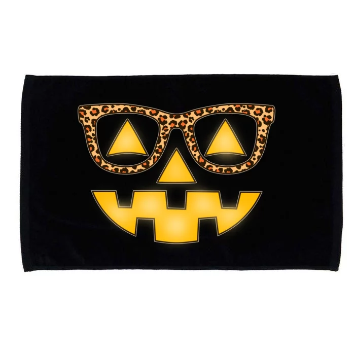 Cute Stylish Pumpkin Face With Glasses Microfiber Hand Towel