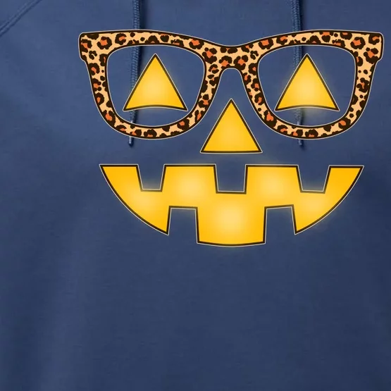 Cute Stylish Pumpkin Face With Glasses Performance Fleece Hoodie