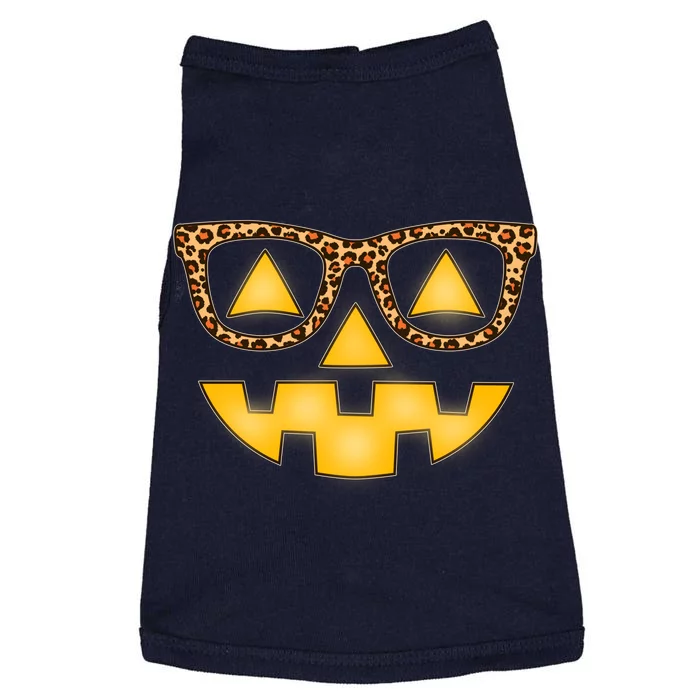 Cute Stylish Pumpkin Face With Glasses Doggie Tank