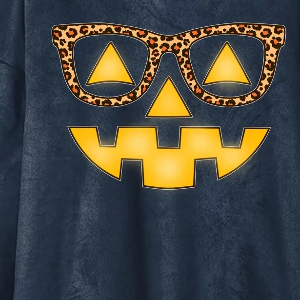 Cute Stylish Pumpkin Face With Glasses Hooded Wearable Blanket