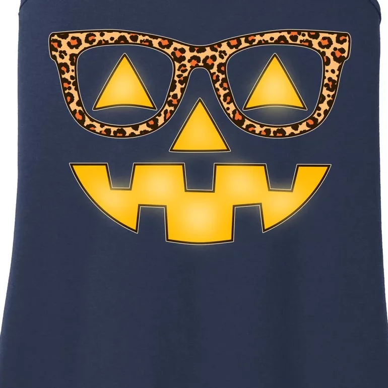 Cute Stylish Pumpkin Face With Glasses Ladies Essential Tank