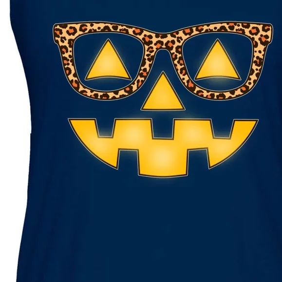 Cute Stylish Pumpkin Face With Glasses Ladies Essential Flowy Tank