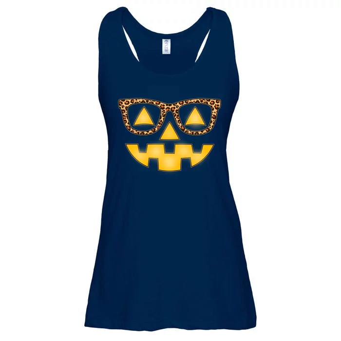 Cute Stylish Pumpkin Face With Glasses Ladies Essential Flowy Tank