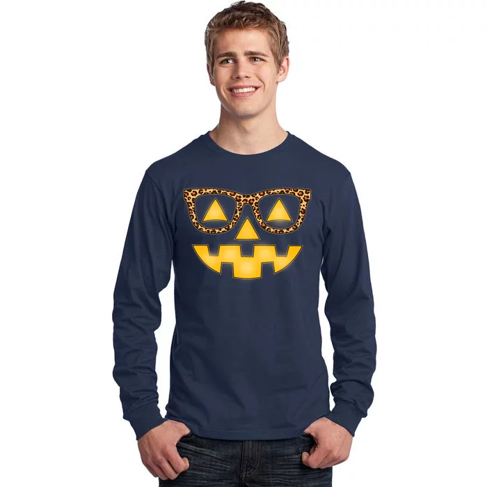 Cute Stylish Pumpkin Face With Glasses Tall Long Sleeve T-Shirt