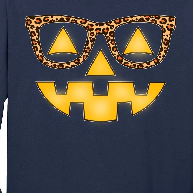 Cute Stylish Pumpkin Face With Glasses Tall Long Sleeve T-Shirt