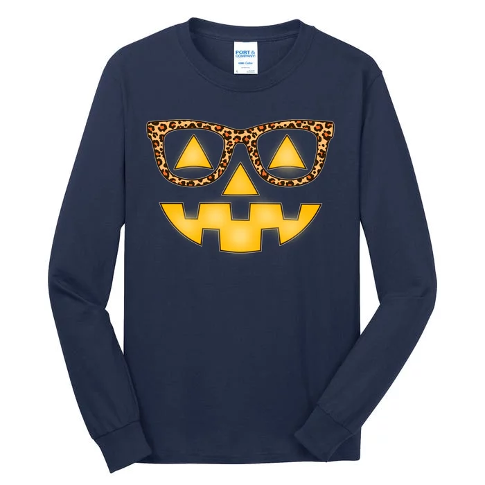 Cute Stylish Pumpkin Face With Glasses Tall Long Sleeve T-Shirt