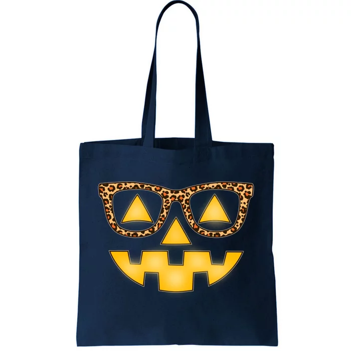 Cute Stylish Pumpkin Face With Glasses Tote Bag