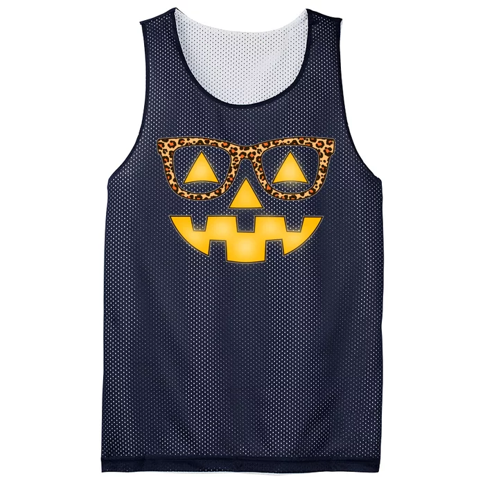 Cute Stylish Pumpkin Face With Glasses Mesh Reversible Basketball Jersey Tank